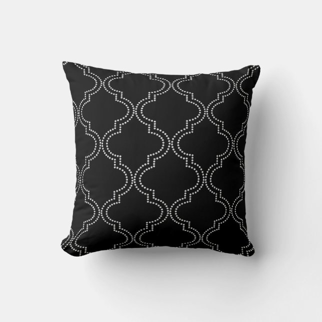 Vacker svart quatrefoil kastkudde kudde (Framsida)