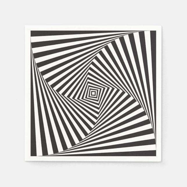 Vacker svart vit spiral optisk illusion pappersservett (Framsidan)