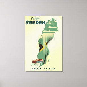 Vacker Sverige resa affisch Canvastryck