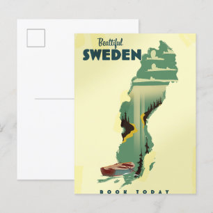 Vacker Sverige resa affisch Inbjudan Vykort