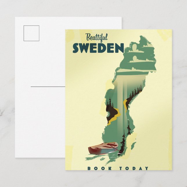 Vacker Sverige resa affisch Inbjudan Vykort (Fram/baksida)