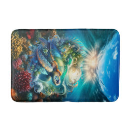 Vacker Swimming Sea Turtle Badrumsmatta