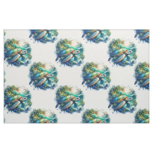 Vacker Swimming Sea Turtle Fabric Tyg