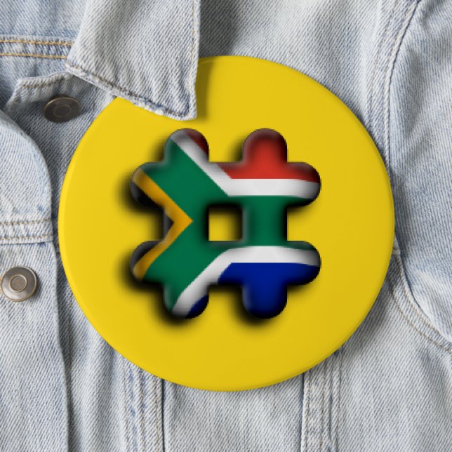 Vacker Sydafrika Hashtag Flagga Mönster Konst   Knapp (In Situ)