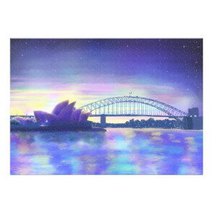Vacker Sydney Harbour akvarell Solnedgång Fototryck
