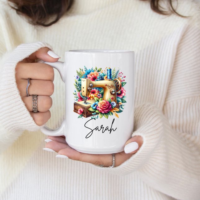 Vacker symaskin  kaffemugg (Give the gift of sewing hobbies. Just right for your favorite sewing person. )