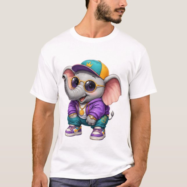 Vacker T-shirt med baby elefant  (Framsida)