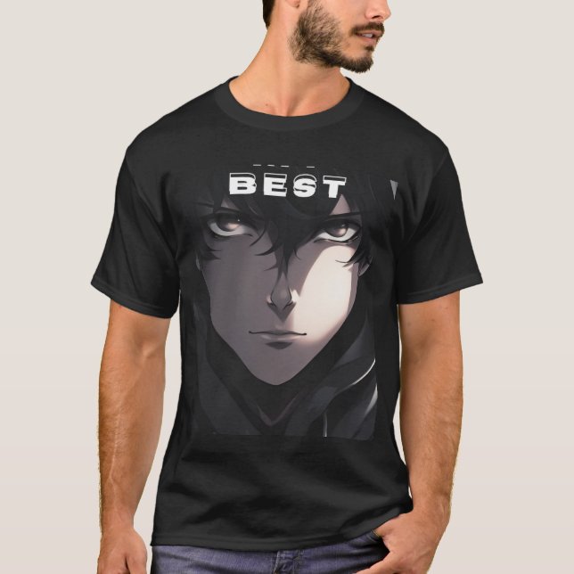 vacker t-shirt och svart färg och halvt sjunde. (Framsida)