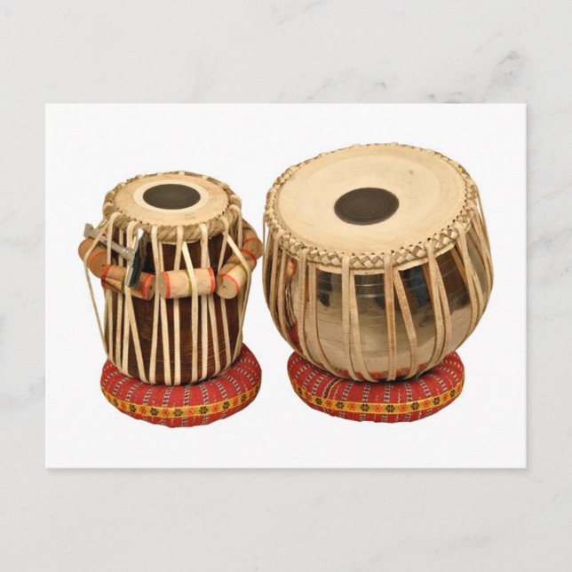 Vacker Tabla Sats Indiskt Slaginstrument Vykort (Framsida)
