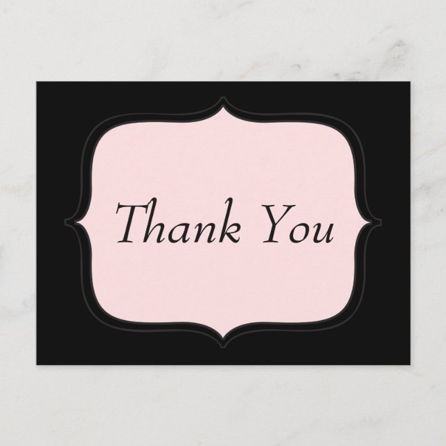 Vacker Tack Du Rosa och Svart Postkort Vykort (Framsida)