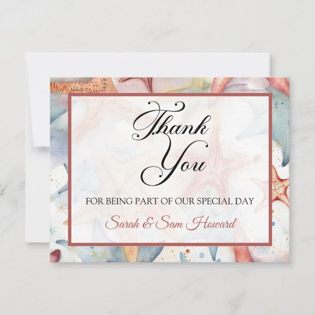 Vacker tacksamhetskort med snäckor tack kort (Framsida)