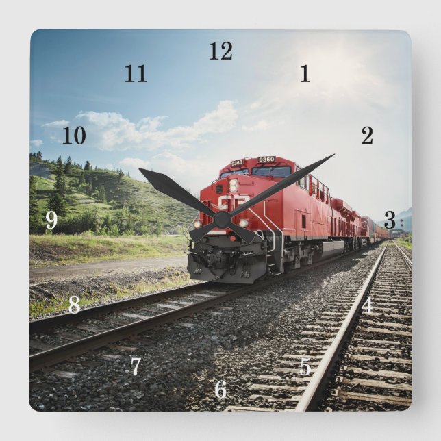 Vacker Tåg Wall Clock Fyrkantig Klocka (Framsida)