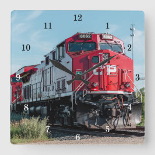 Vacker Tåg Wall Clock Fyrkantig Klocka