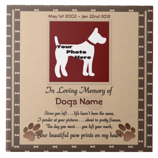 Vacker Tass avtryck på mitt hjärta (brunt) Kakelplatta (Framsidan)