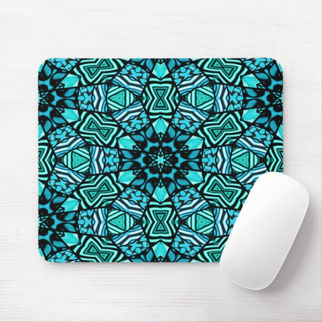 Vacker Teal Aqua Turquise Ethnic Mosaic Musmatta (Med mus)