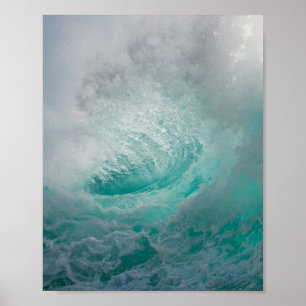 Vacker Teal Foamy Ocean Vågar Poster