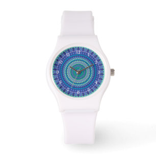 Vacker teal och turkos blå mandala-mönster armbandsur