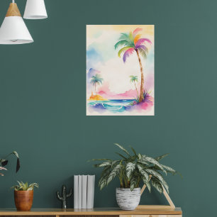 Vacker teckning i tropiska träd poster