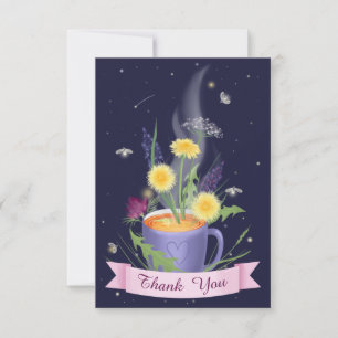 Vacker tekopp sommarblommor tack kort