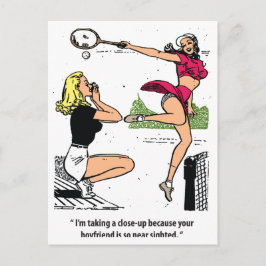 Vacker tennisspelare, humor, vintage vykort