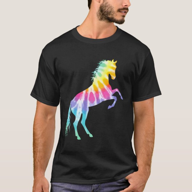 Vacker Tie Dye Horse T Shirt (Framsida)