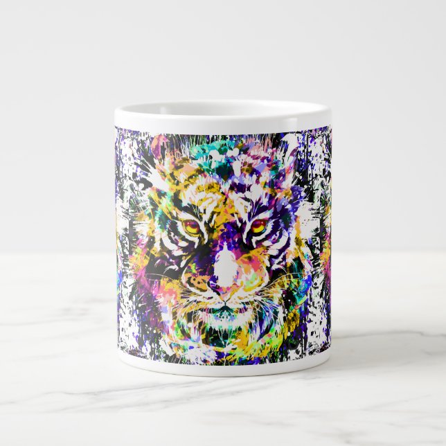 Vacker Tiger Coffee Mugg | Färgfull tiger Jumbo Mugg (Framsidan)