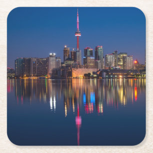 Vacker Toronto Canada Evening Skyline Underlägg Papper Kvadrat