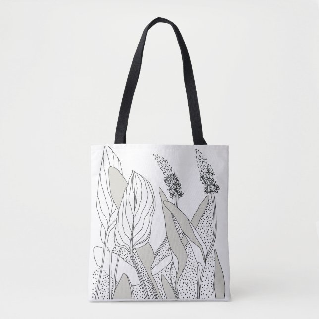 vacker tote med växtillustrationer.  tygkasse (Framsida)