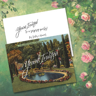 Vacker trädgård Savannah GA konst vykort fest