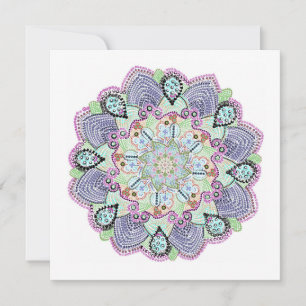 Vacker trädgårdskrukduk Mandala konst Julkort