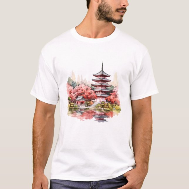 Vacker traditionell japansk design t shirt (Framsida)