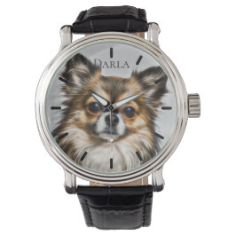 Vacker tre-färgad Chihuahua anpassad personlig Armbandsur