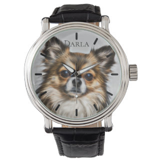 Vacker tre-färgad Chihuahua anpassad personlig Armbandsur