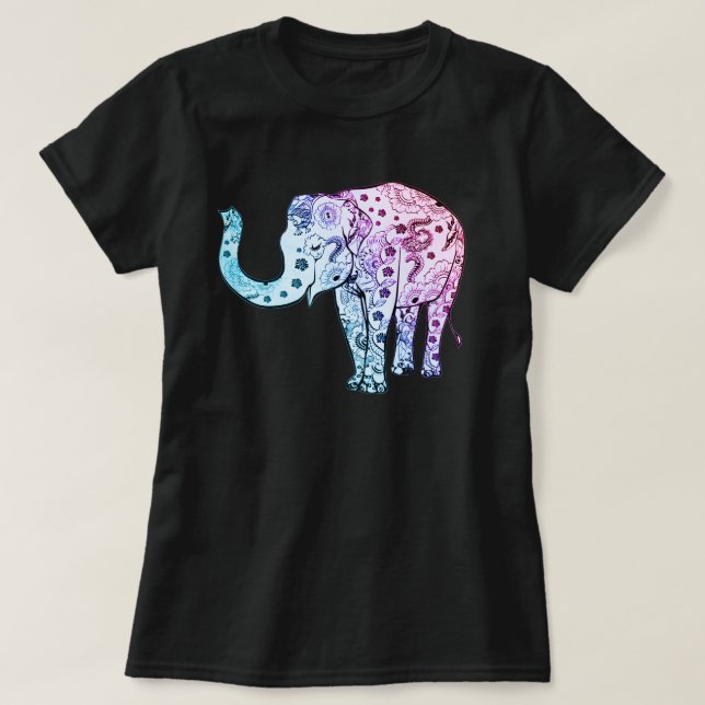 Vacker Tribal Elefant T Shirt (Design framsida)