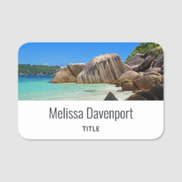 Vacker Tropical Sea Rocky Kusten Namnbricka