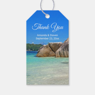 Vacker Tropical Sea Rocky Kusten Presentetikett