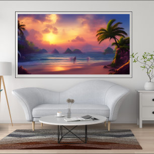 Vacker Tropical South Pacific Island Poster