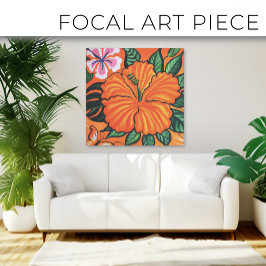 Vacker tropisk blomsterkonst på canvas