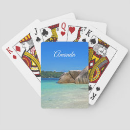 Vacker tropisk hav med klippig strand casinokort