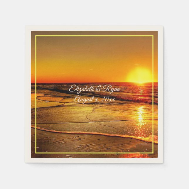 Vacker Tropisk Ö Island Strand Bröllop Anpassad Pappersservett (Framsidan)