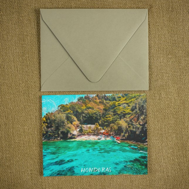Vacker tropisk oljemålning från Honduras Vykort (honduras tropical scenery postcard)