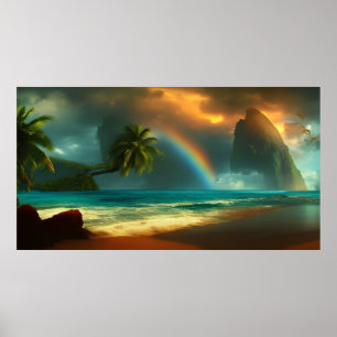 Vacker tropisk regnbåge i södra Stilla havet Po Poster