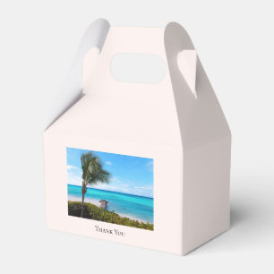 Vacker Tropisk Strand Blåsande Palm Tack Presentaskar