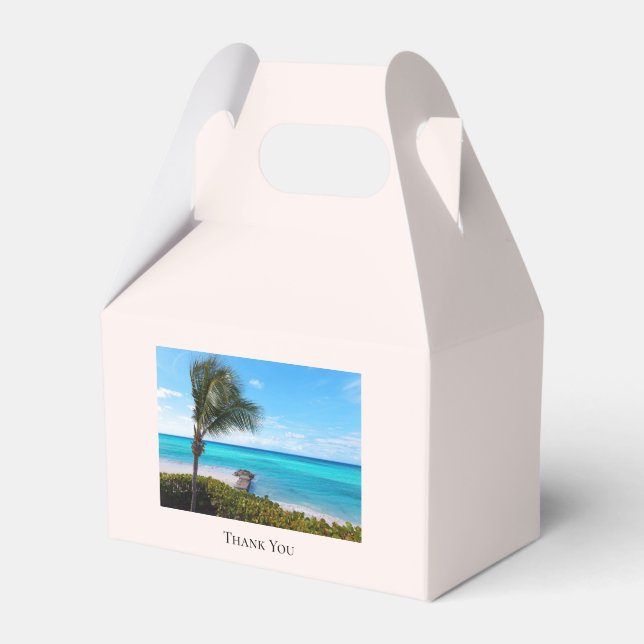 Vacker Tropisk Strand Blåsande Palm Tack Presentaskar (Framsidan Sidan)