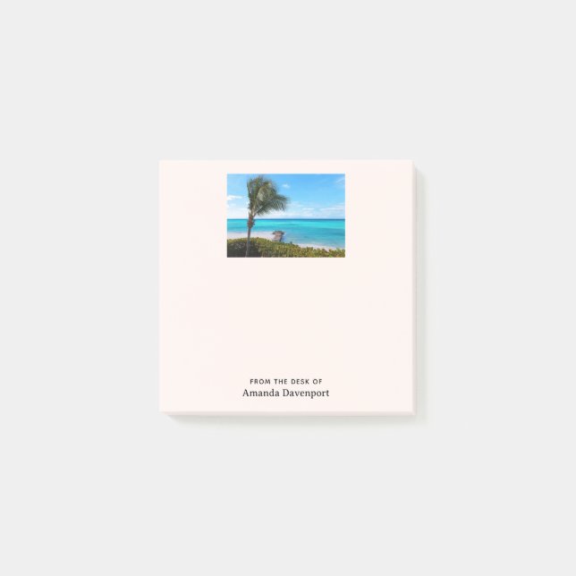 Vacker tropisk strand Blåsande palmer Post-it Block (Framsida)