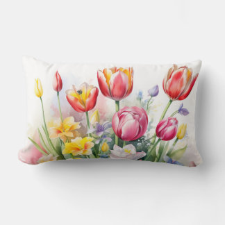 Vacker Tulip Tulips Flower Dekorativ kudde Lumber