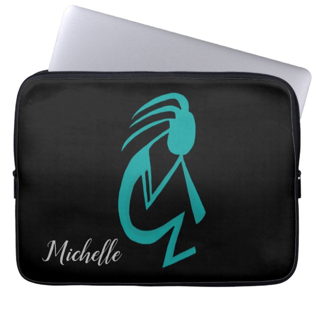 Vacker turkos Kokopelli-målning Laptop Fodral (Framsidan)
