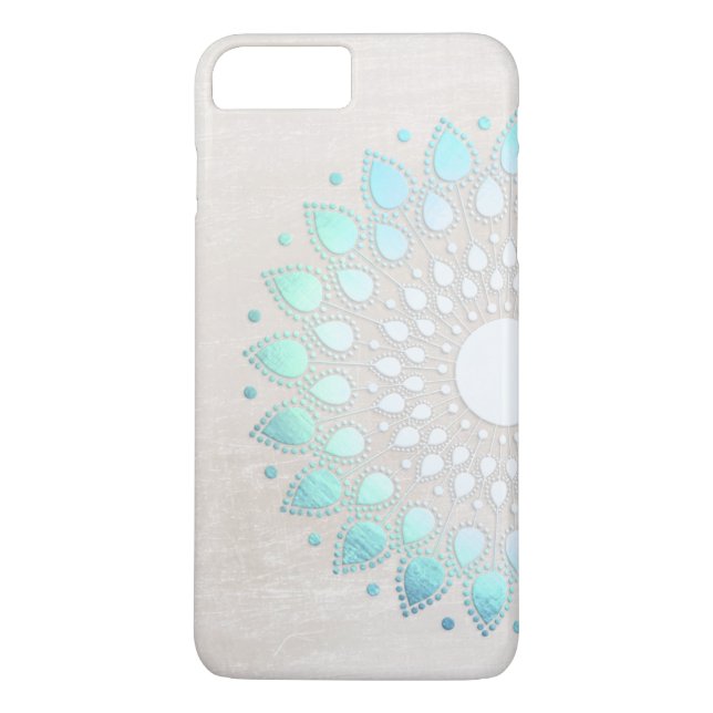 Vacker turkos Lotus Flower Blommigt Mandala Case-Mate iPhone Skal (Baksida)