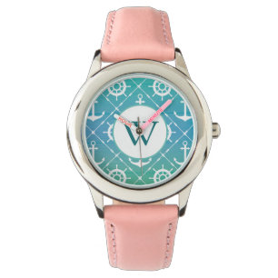 Vacker turkos Nautical Monogram Armbandsur
