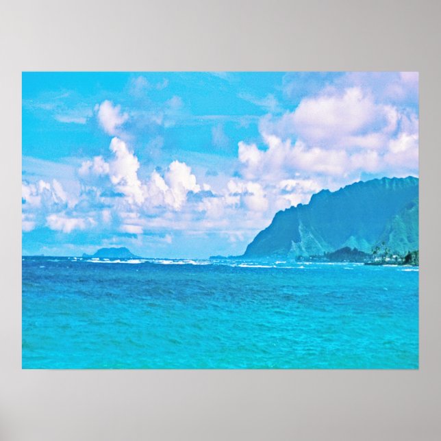Vacker turkos Ocean Vågar Poster (Framsidan)
